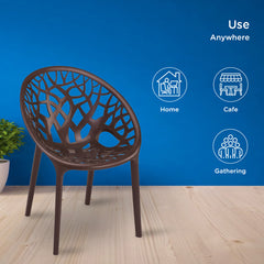 Nilkamal Crystal Polypropylene Armless Chair (Weather Brown)