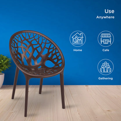 Nilkamal Crystal Polypropylene Armless Chair (Weather Brown)