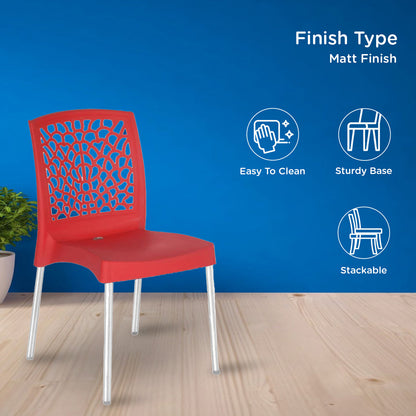 Nilkamal Novella 19 Plastic Armless Chair (Bright Red)