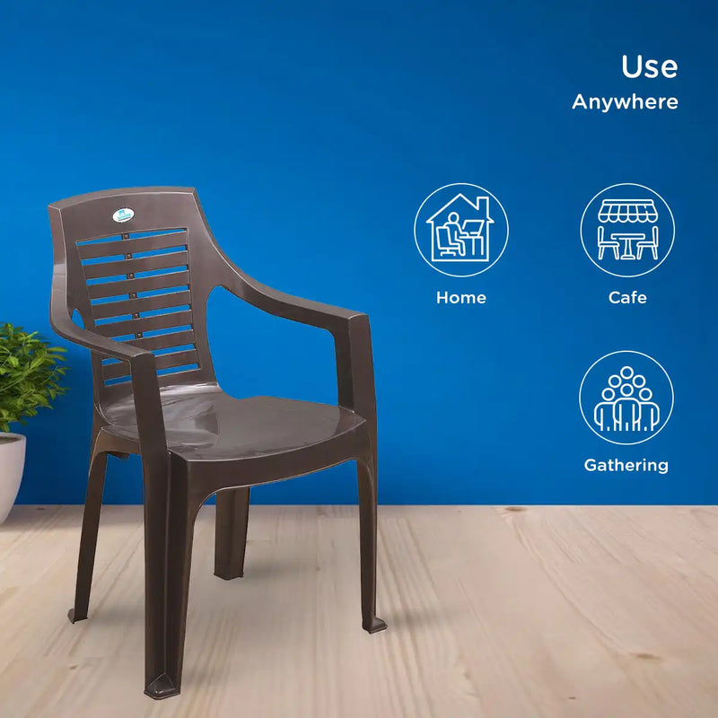 Nilkamal CHR6020 Plastic Arm Chair (Weather Brown)