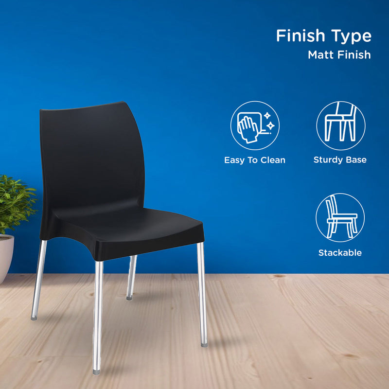 Nilkamal Novella 07 Plastic Armless Chair (Iron Black)