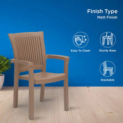 Nilkamal Platinum Premium Plastic Arm Chair (Rattan Dark Beige)