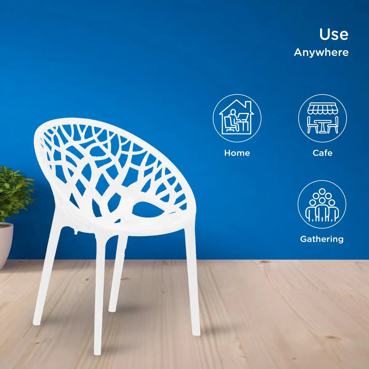 Nilkamal Crystal Polypropylene Armless Chair (Milky White)