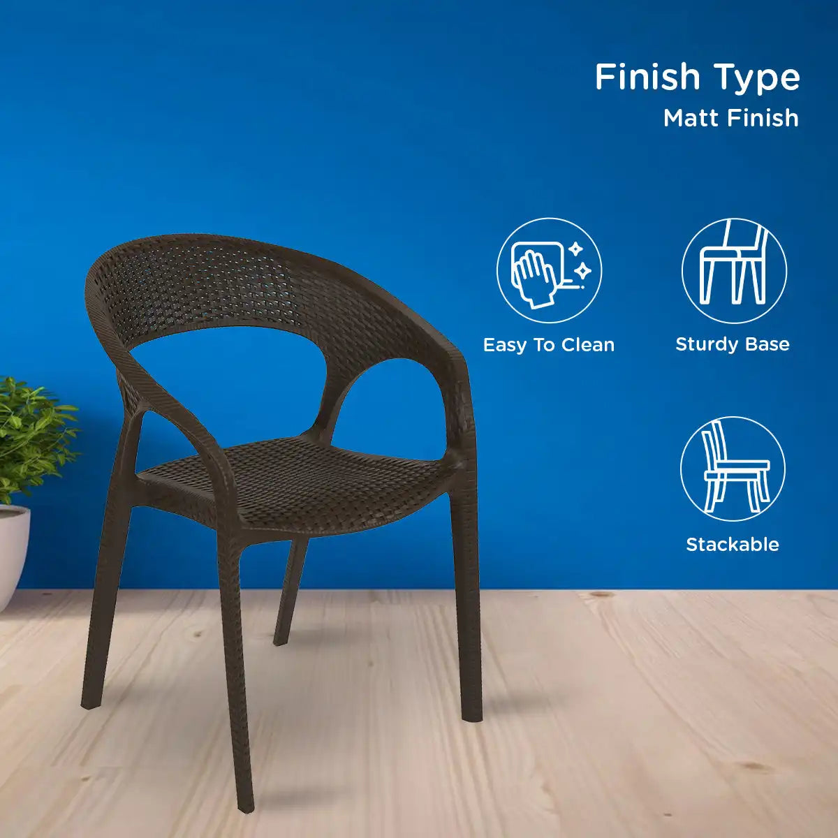 Nilkamal Club Plastic Arm Chair (Season Rust Brown)