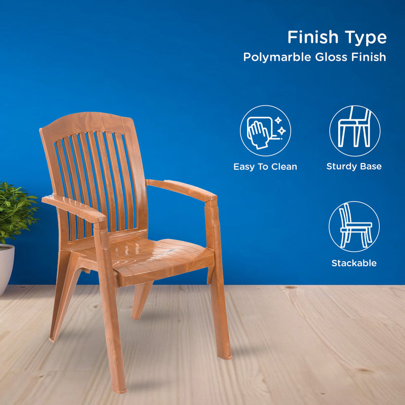 Nilkamal Heritage Plastic Arm Chair (Pear Wood)