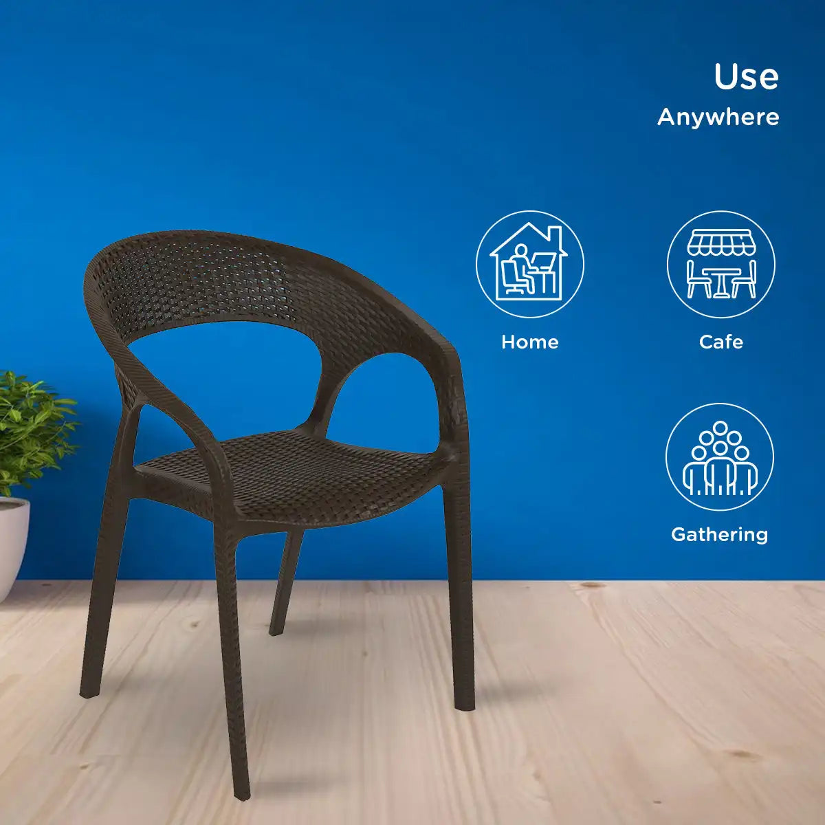 Nilkamal Club Plastic Arm Chair (Season Rust Brown)