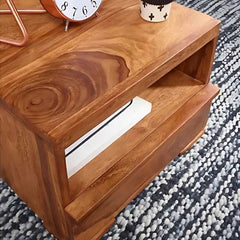 Liora Nightstand | Rustic Wood Finish with Open Shelf | Modern Design | Bedroom Side Table