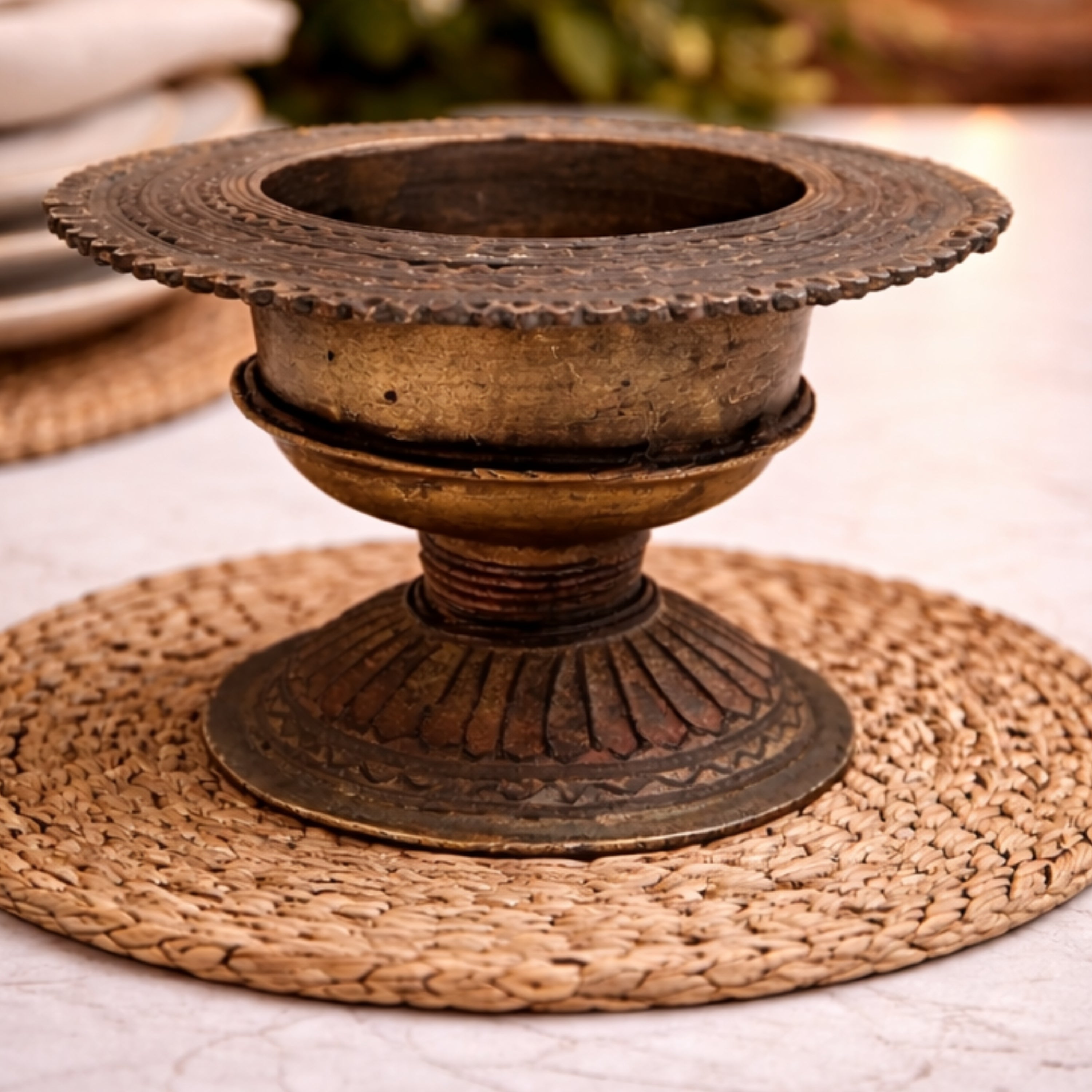 Brass Katora, Pittal Bowl, Traditional Katori, Antique Brass Utensil, Decorative Brass Bowl,Brown, 3 Inch, 1 Piece
