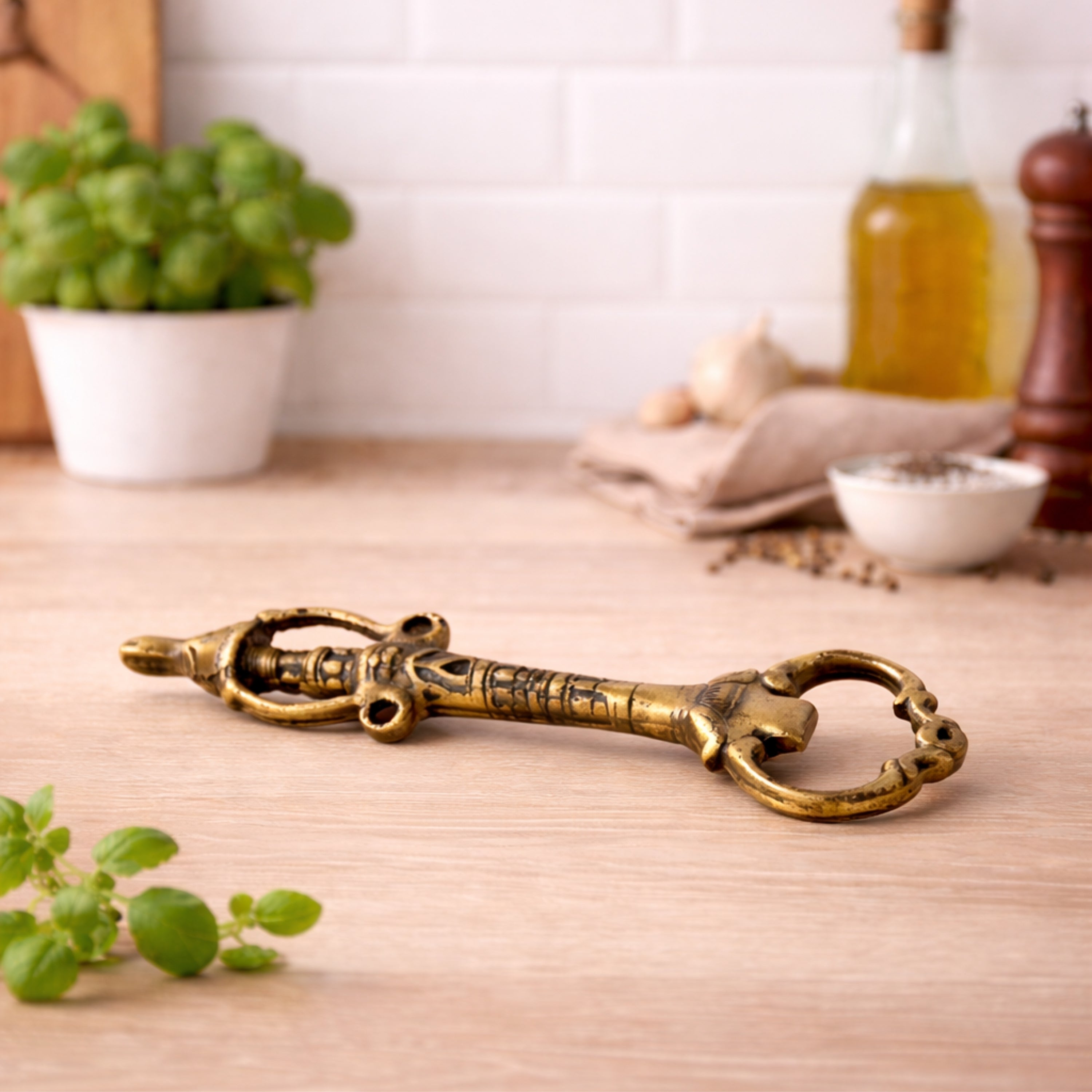 Bhunes Brass Handmande Tribal Opener, Bastar Art,Gold, 7.5 Inch, 1 Piece