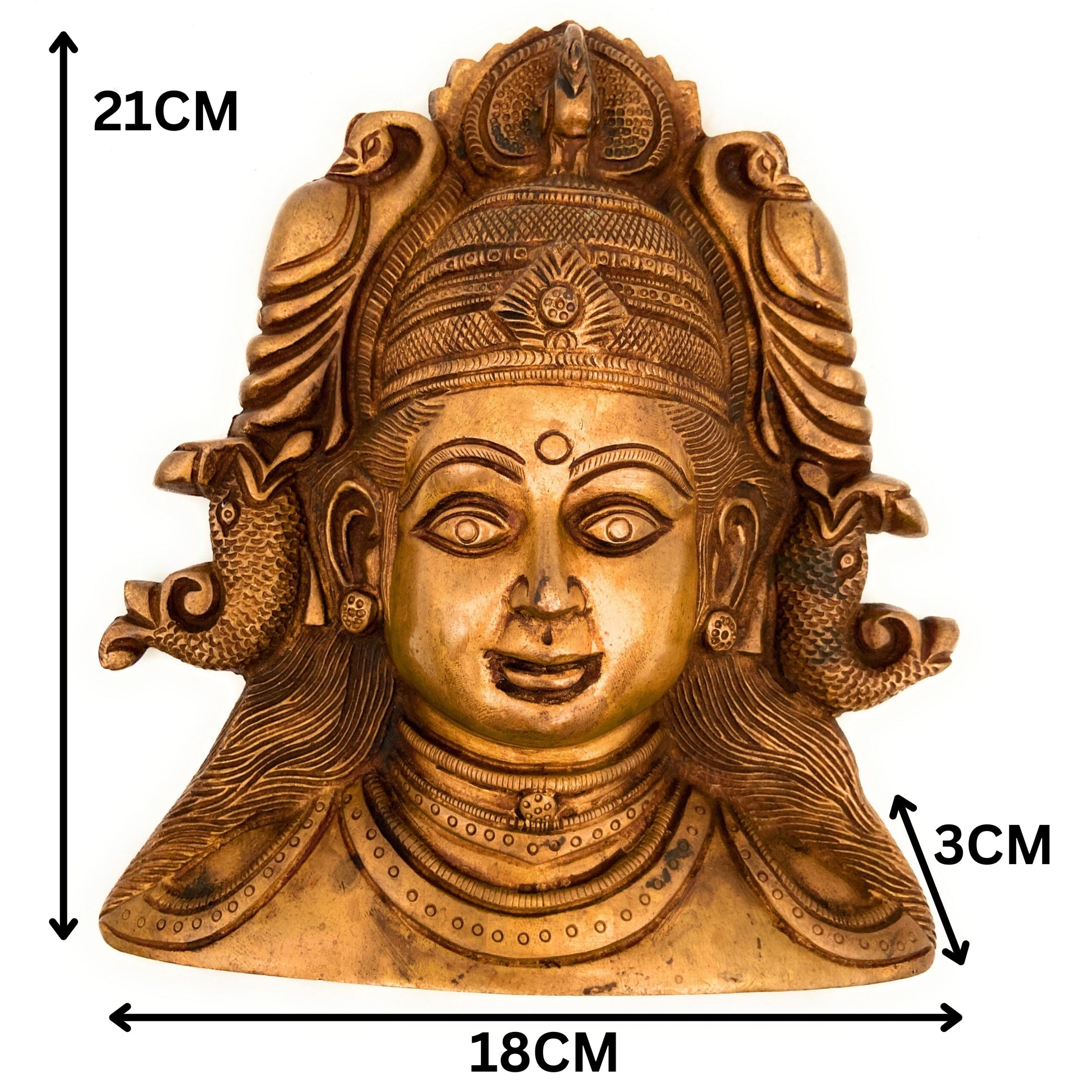Brass Parvati Head Idol – Gauri Uma Shakti Mahadevi Murti for Pooja, Decor & Gifting, 8.5 Inch, 1 Piece