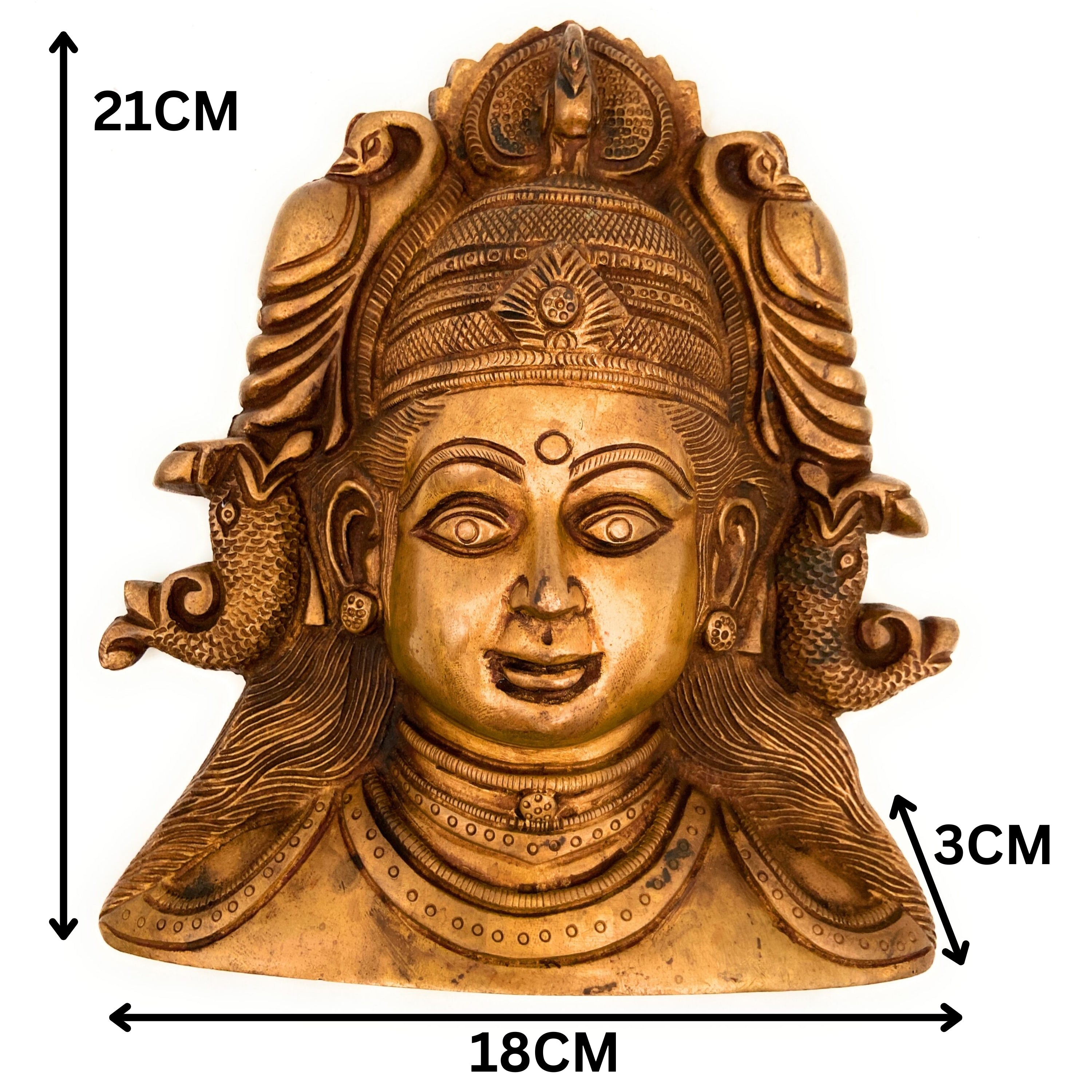 Brass Parvati Head Idol – Gauri Uma Shakti Mahadevi Murti for Pooja, Decor & Gifting, 8.5 Inch, 1 Piece
