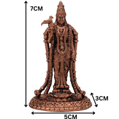 Copper Meenakshi Amman Idol, Tamil Goddess Meenakshi Devi Murti, Madurai Meenakshi Parvati Statue,Gold, 3 Inch, 1 Piece