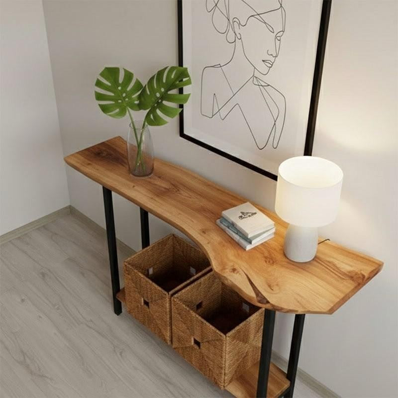 Live edge Console Table With Metal base frame