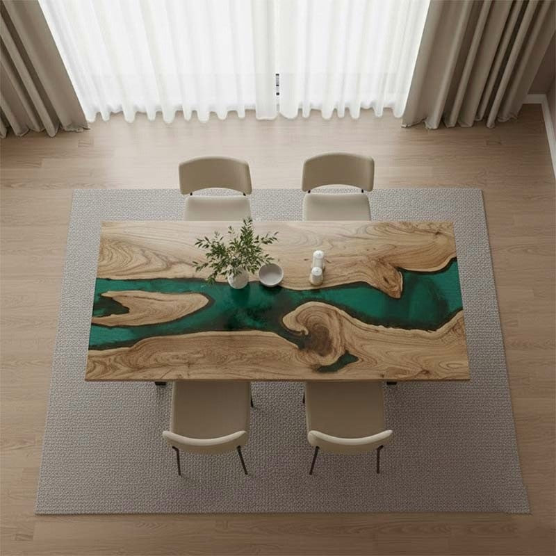 EmeraldGlow Epoxy Resin Dining Table