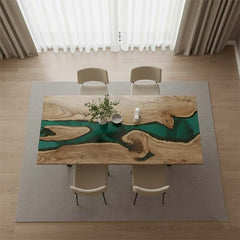 EmeraldGlow Epoxy Resin Dining Table