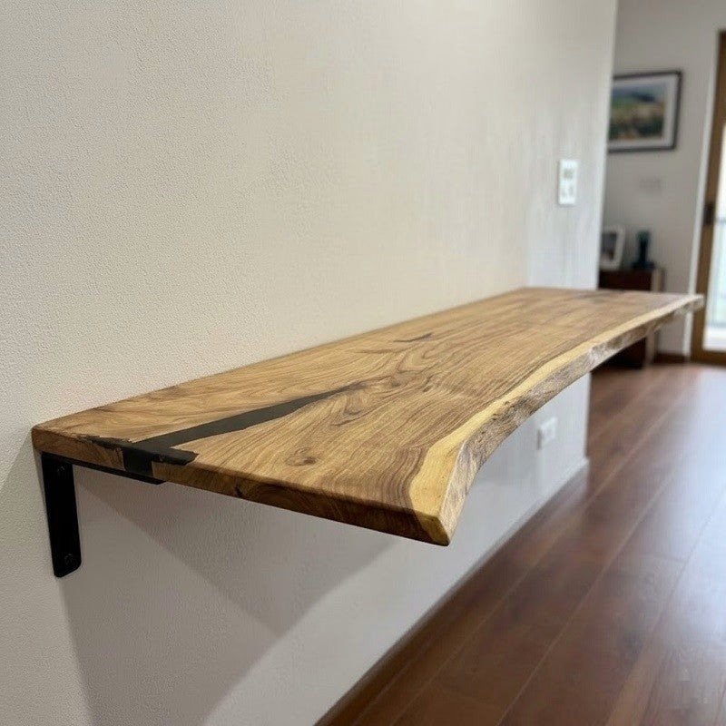 Live Edge Minimal Epoxy Wall Mount Work