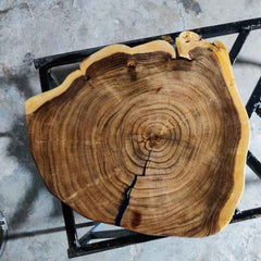Live Edge Solid Wood Trunk Tree Slab with Minimal Epoxy | Organic Wood Coffee Table | Minimal Resin Center Table Top