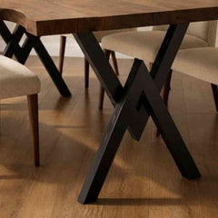 Natural grains Dining Table Live Edge Dining Table With Metal Legs Base