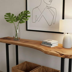 Live edge Console Table With Metal base frame