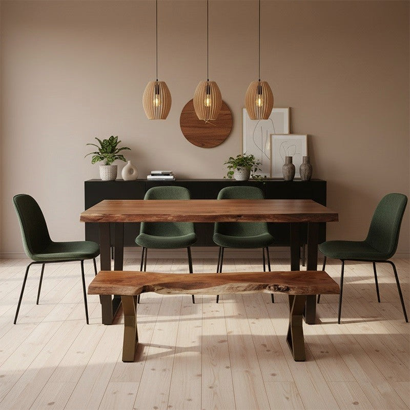 Raw Wood Edge Dining Table