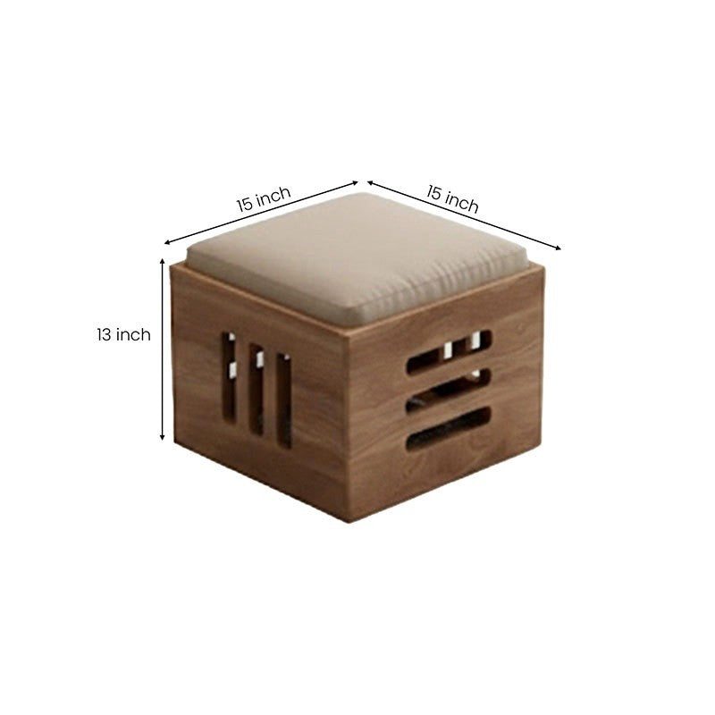 Solid Sheesham Wood Coffee Table Set – Modern Square Design – Honey Finish – Living Room Center Table with Cushioned Stools & Storage