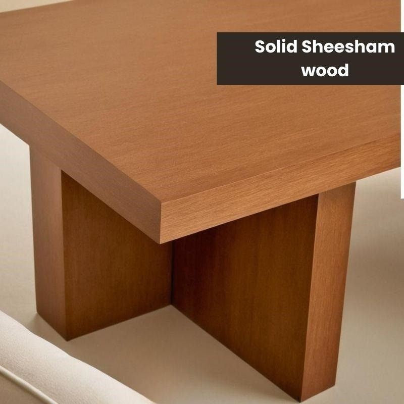 Varsa Sheesham Wood Coffee Table, Wide Top, Minimalist Design, Living Room Statement Piece by Woodensure