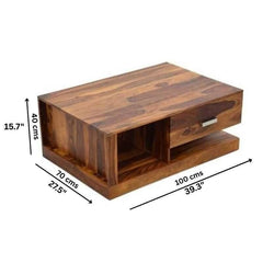 Avana Solid Sheesham Wood Coffee Table | Smart Storage, Modern Design for Living Room Coffee table by Woodensure
