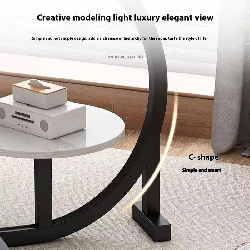 Round Marble Top Side Table for Living Room