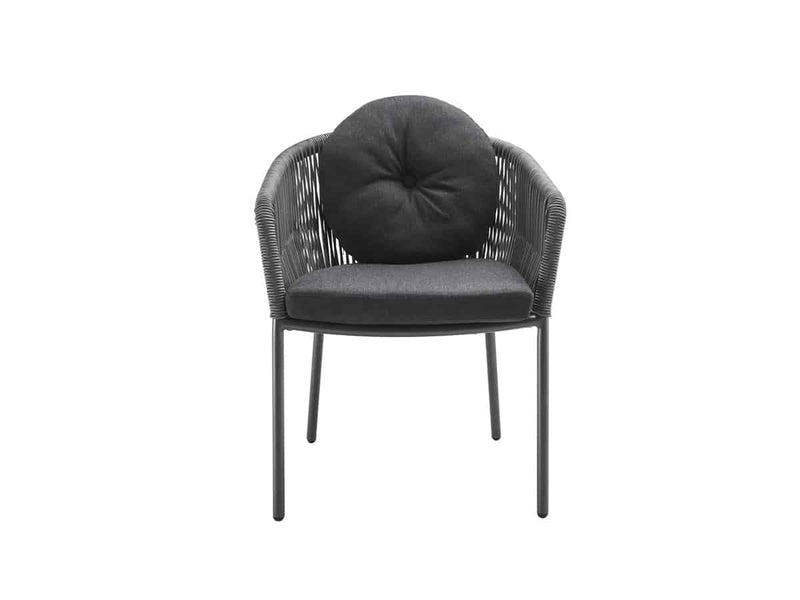 Pumpa Outdoor Patio Seating Set 4 Chairs and 1 Table Set (Black) Braided & Rope