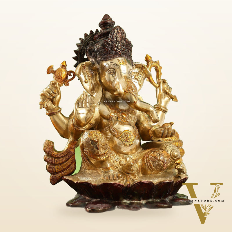 Lord Ganesha Brass Statue - 21 inch