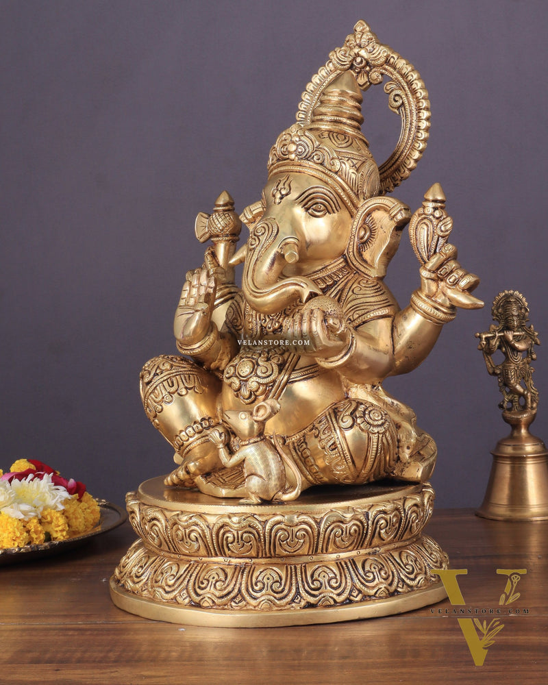 Lord Ganesha Pure brass Statue (14 inch) superfine