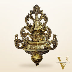 Lord Ganesha Wall Hanging Statue with diya large