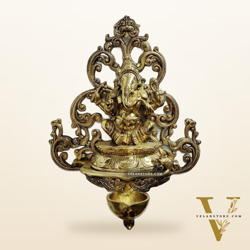 Lord Ganesha Wall Hanging Statue with diya large