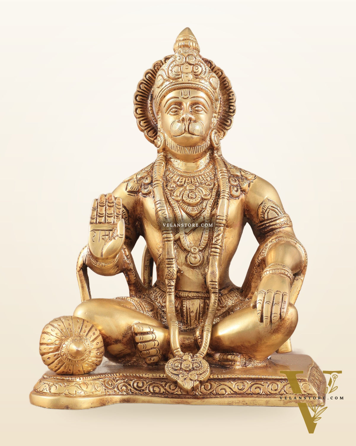 Lord Hanuman Brass Idol 9.5" blessing hand