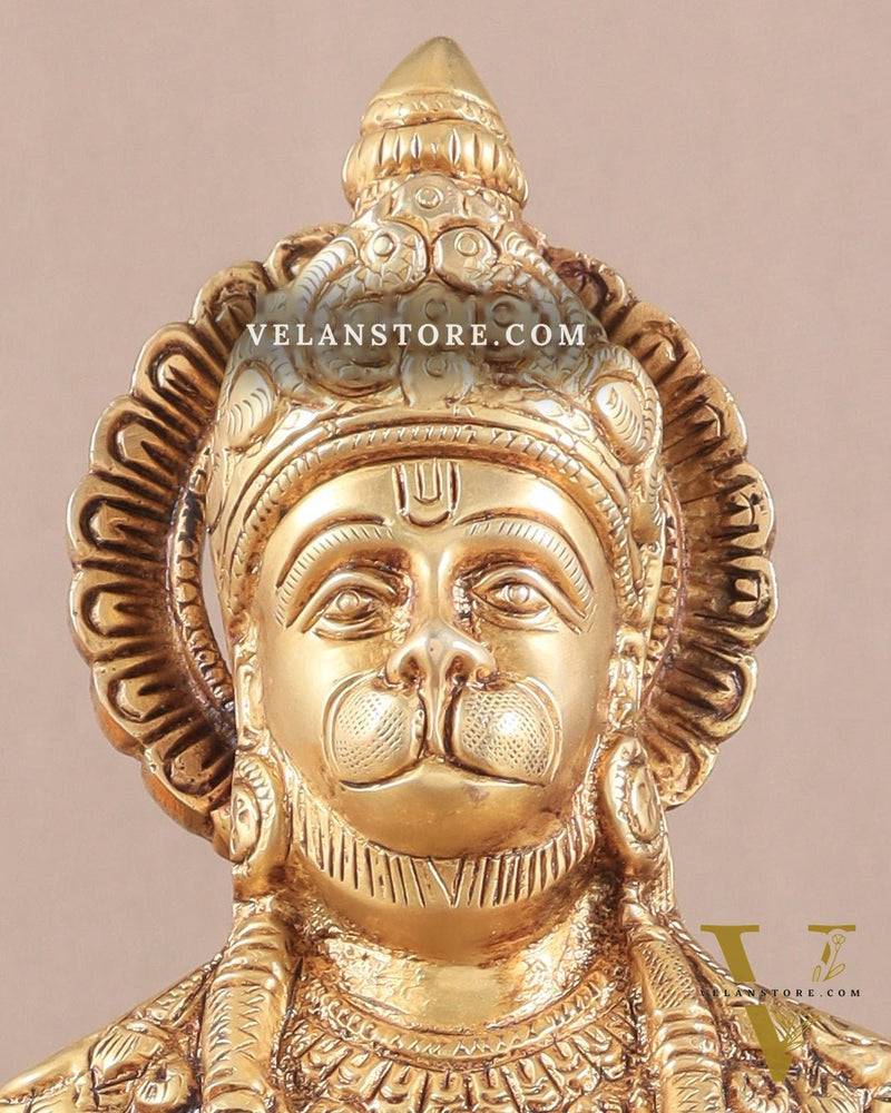 Lord Hanuman Brass Idol 9.5" blessing hand
