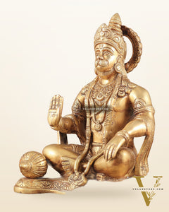 Lord Hanuman Brass Idol 9.5" blessing hand