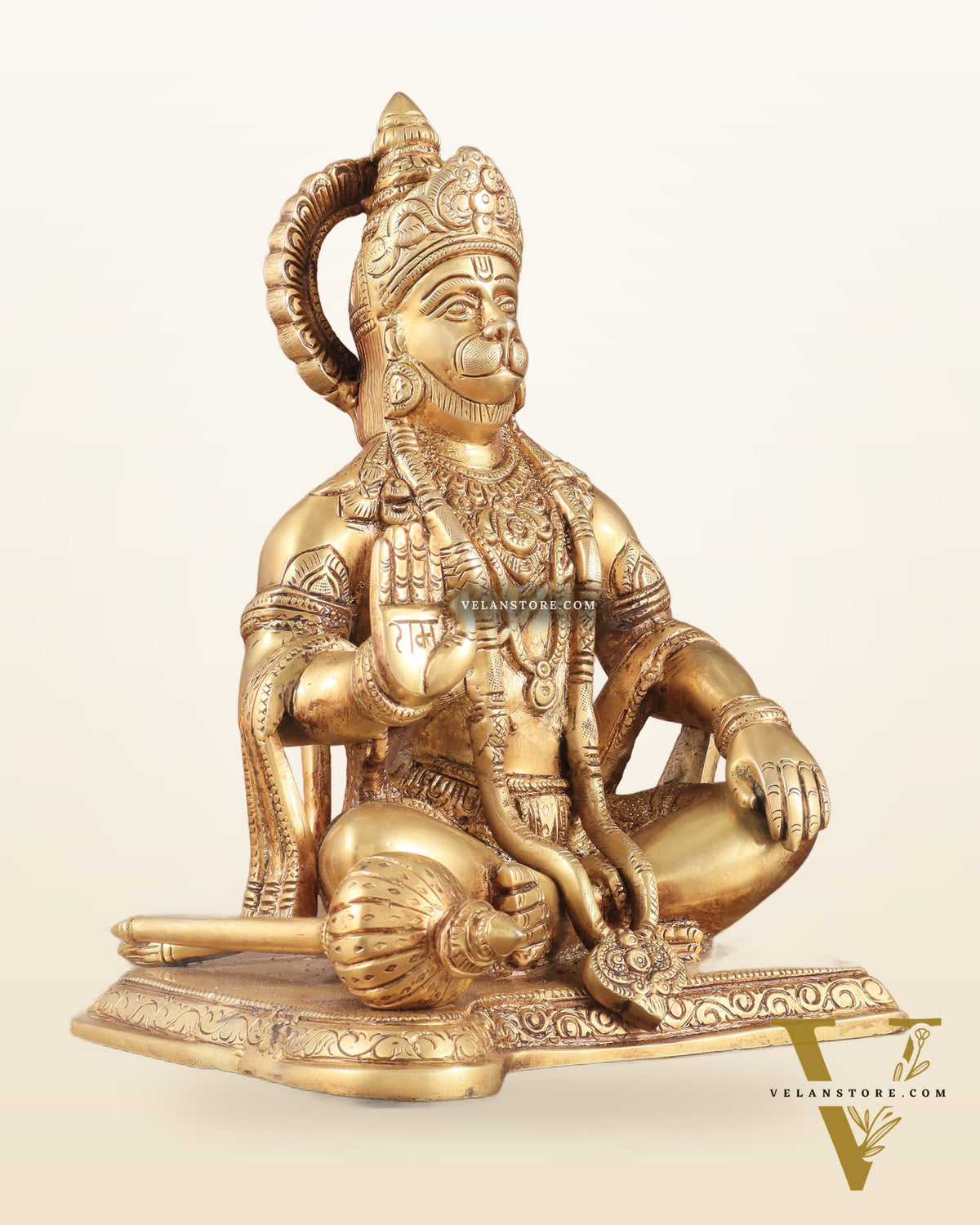 Lord Hanuman Brass Idol 9.5" blessing hand