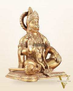 Lord Hanuman Brass Idol 9.5" blessing hand