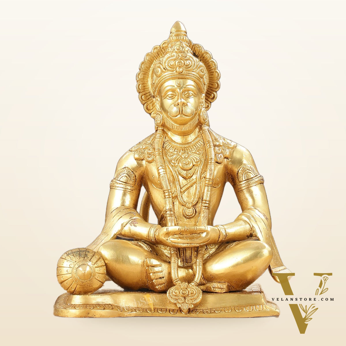Lord Hanuman meditation Brass Idol 9.5"
