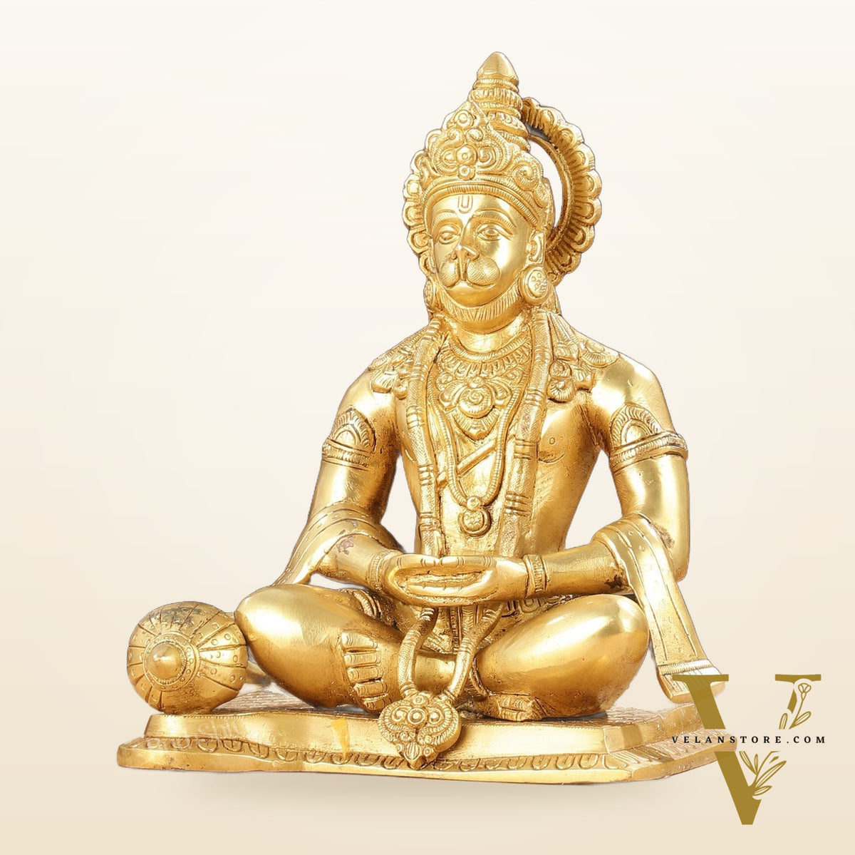 Lord Hanuman meditation Brass Idol 9.5"