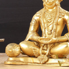 Lord Hanuman meditation Brass Idol 9.5"