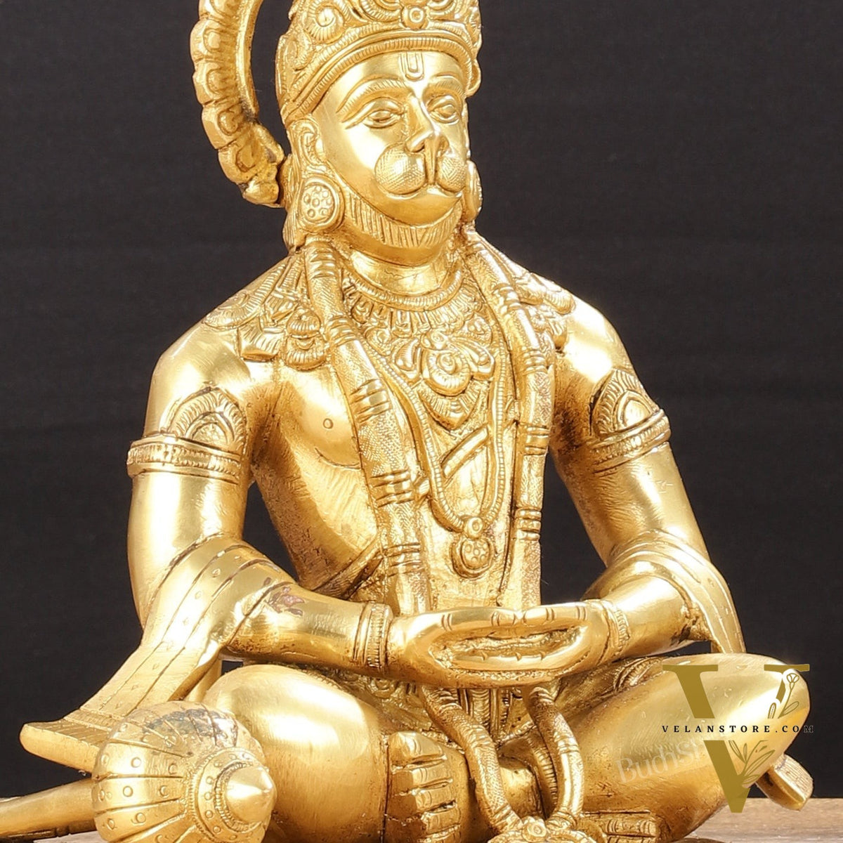 Lord Hanuman meditation Brass Idol 9.5"