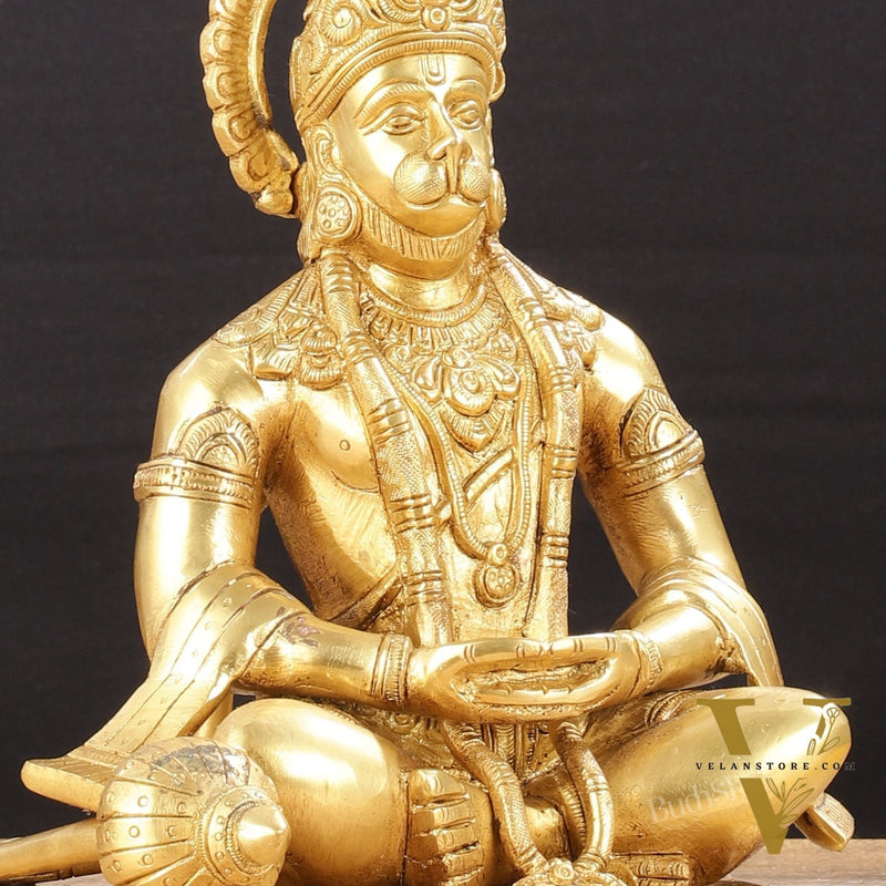 Lord Hanuman meditation Brass Idol 9.5"
