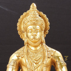 Lord Hanuman meditation Brass Idol 9.5"