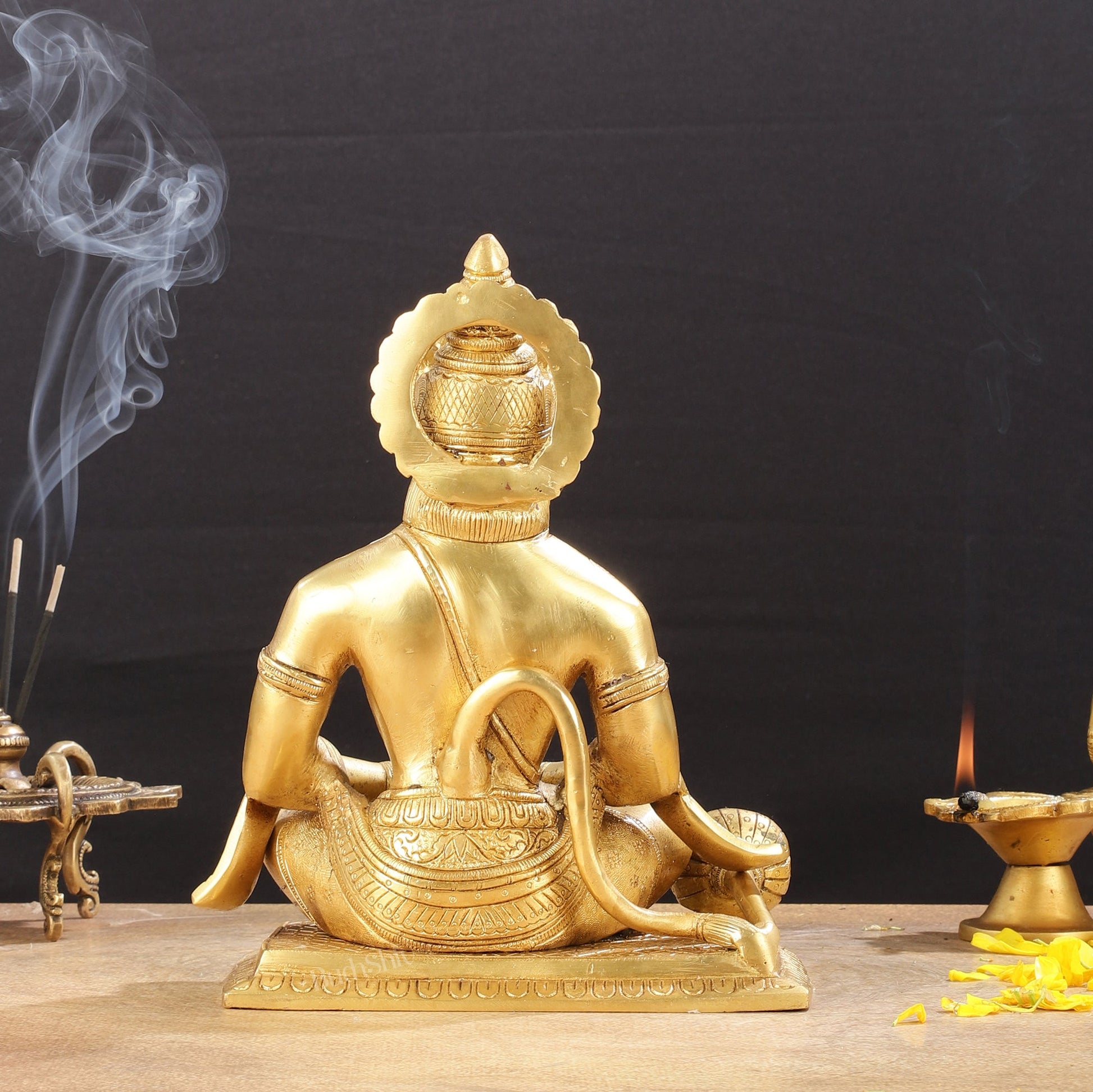 Lord Hanuman meditation Brass Idol 9.5"