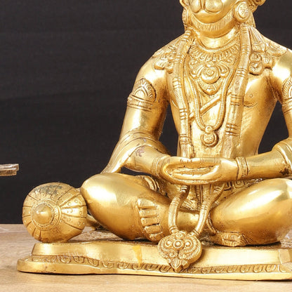 Lord Hanuman meditation Brass Idol 9.5"