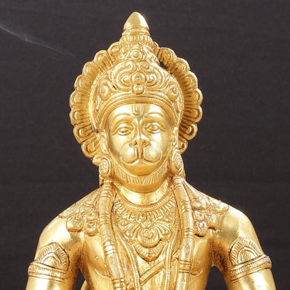 Lord Hanuman meditation Brass Idol 9.5"