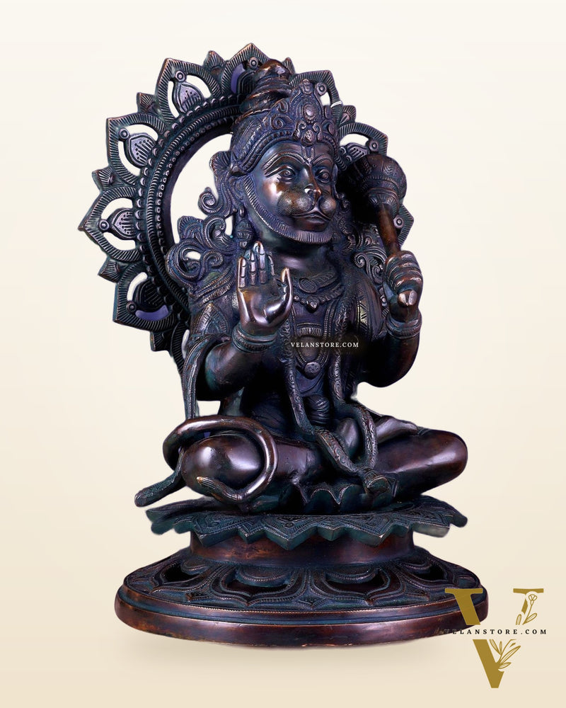Lord Hanuman Statue - 18 inch Pure Brass Vintage finish