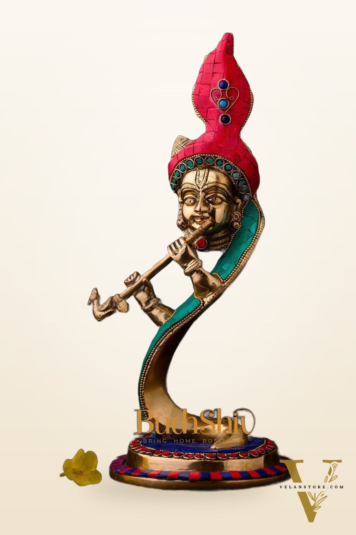 Lord Krishna Brass Idol - Modern Design - Ideal Showpiece - 13.5 inch