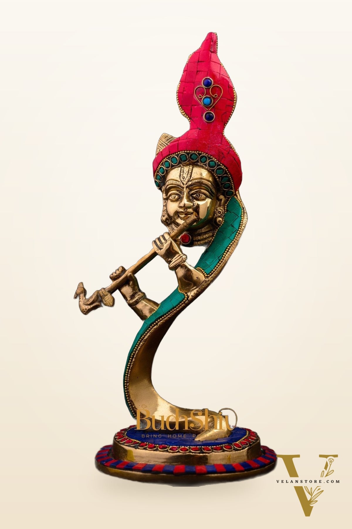 Lord Krishna Brass Idol - Modern Design - Ideal Showpiece - 13.5 inch